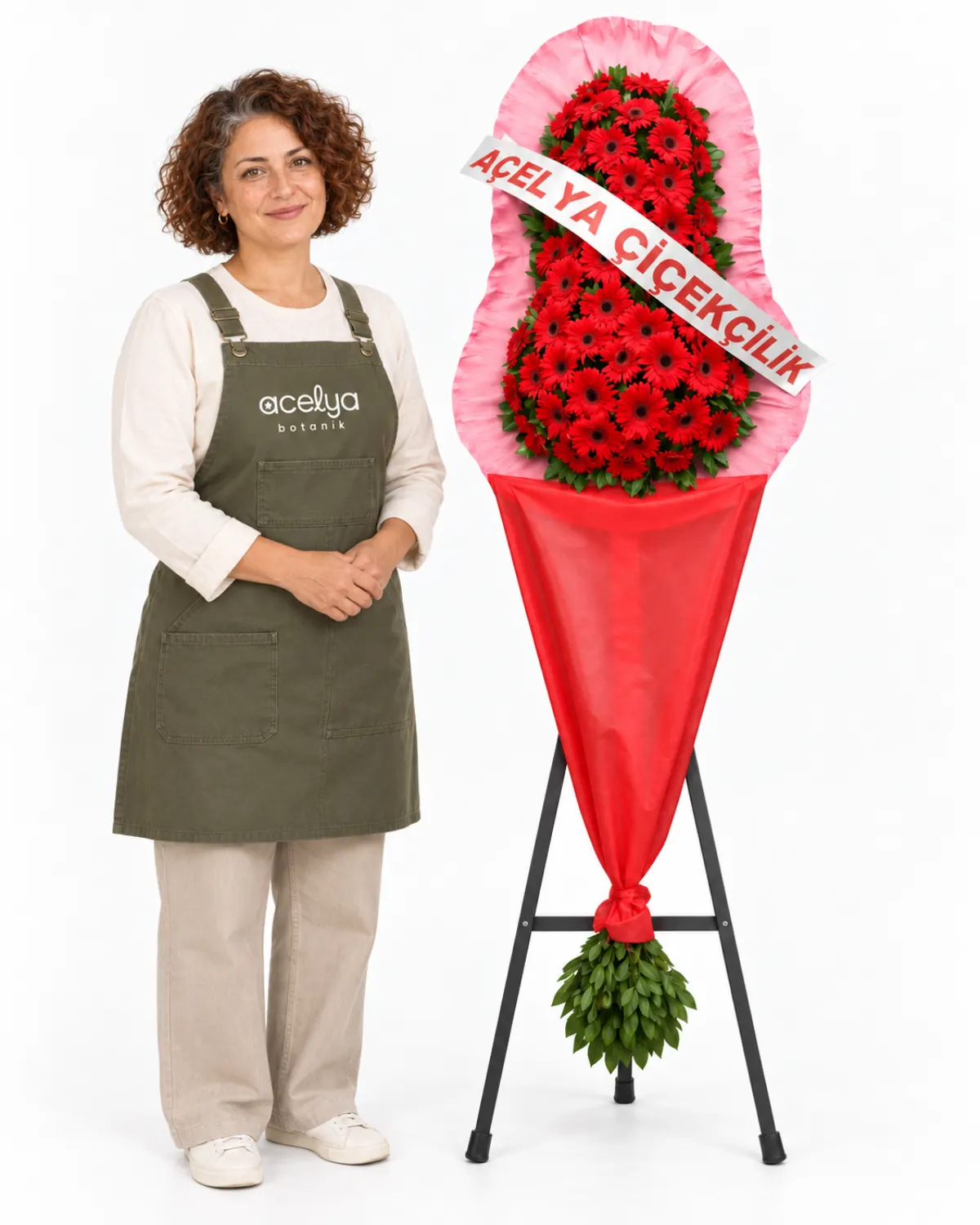 Kırmızı Çiçekli Düğün&amp;Açılış İçin Çelenk 1